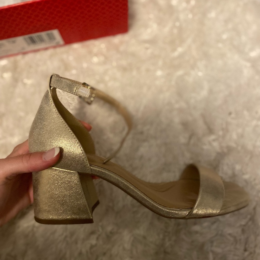 Kelly & Katie Gold Block Heel Sandals